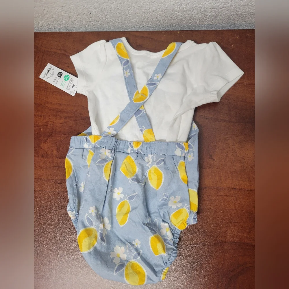 Carter's Blue Lemon Print Romper with Colorful Socks 6 Months